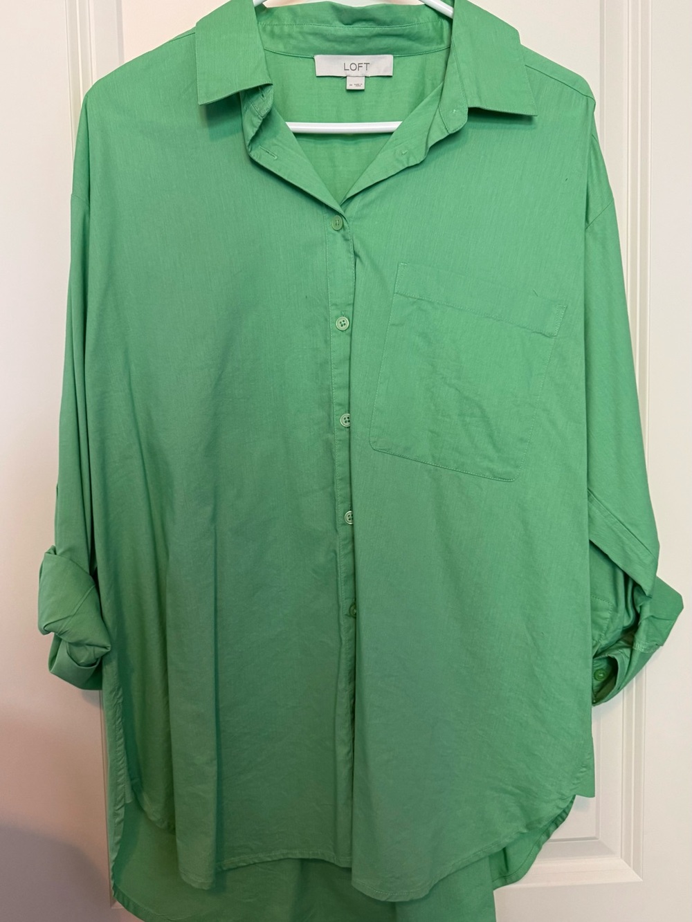 LOFT Women’s Classic Button-Up Shirt - Green - Picture 2 of 5
